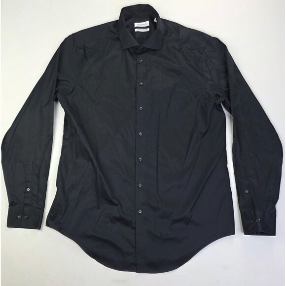 Calvin Klein Slim Fit 17 36-37 Mens Infinite Non Iron Stretch Collar Black Shirt - Picture 1 of 9